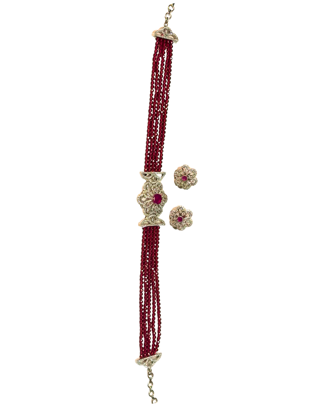 Kashvi: Ruby Beaded Choker Set