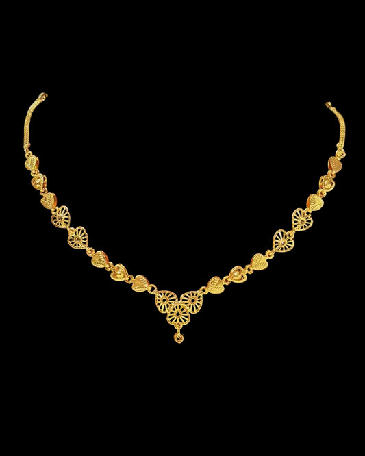 Gold Tone Filigree Heart Chain Necklace 'Anbu' – With Love, Bashi