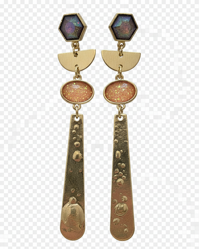 Boho Gold Bar Earrings Transparent