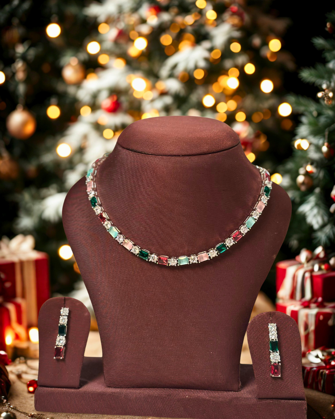 Navaratna Sparkle Necklace Set