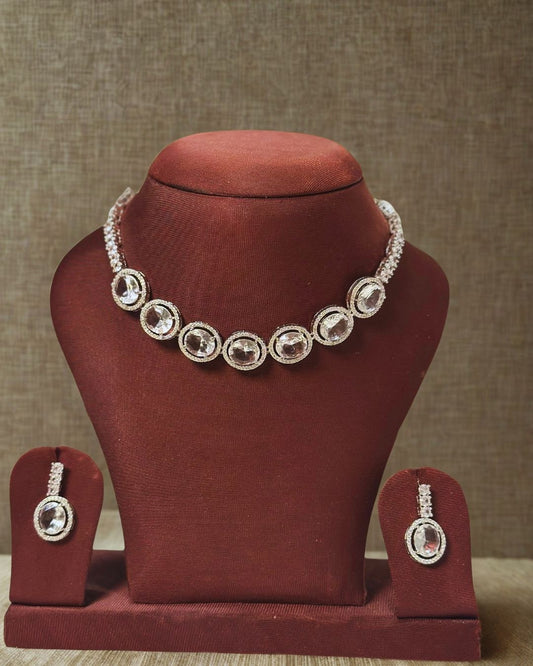 Crystal Oval Choker Necklace Set 'Nila' – With Love, Bashi