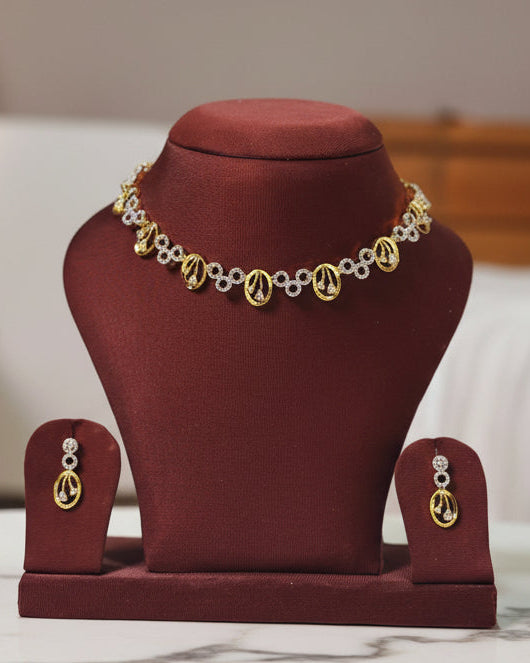 Gold Tone Oval Leaf Necklace Set 'Parni' – With Love, Bashi ✨