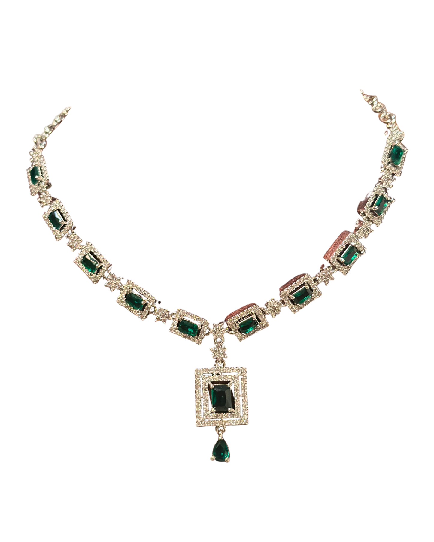 Avira: Emerald Square-Cut Silver-Plated Set