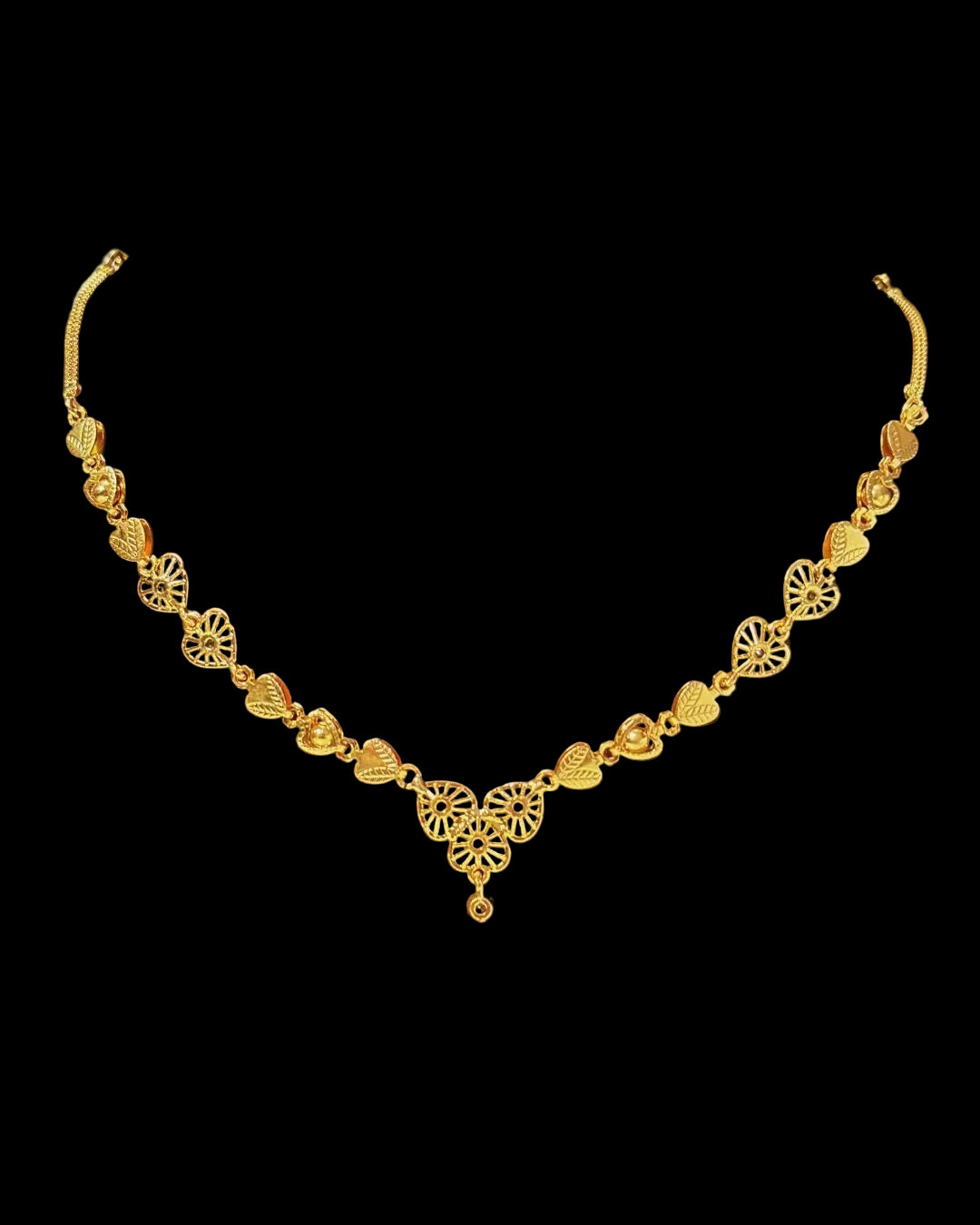 Gold Tone Filigree Heart Chain Necklace 'Anbu' – With Love, Bashi