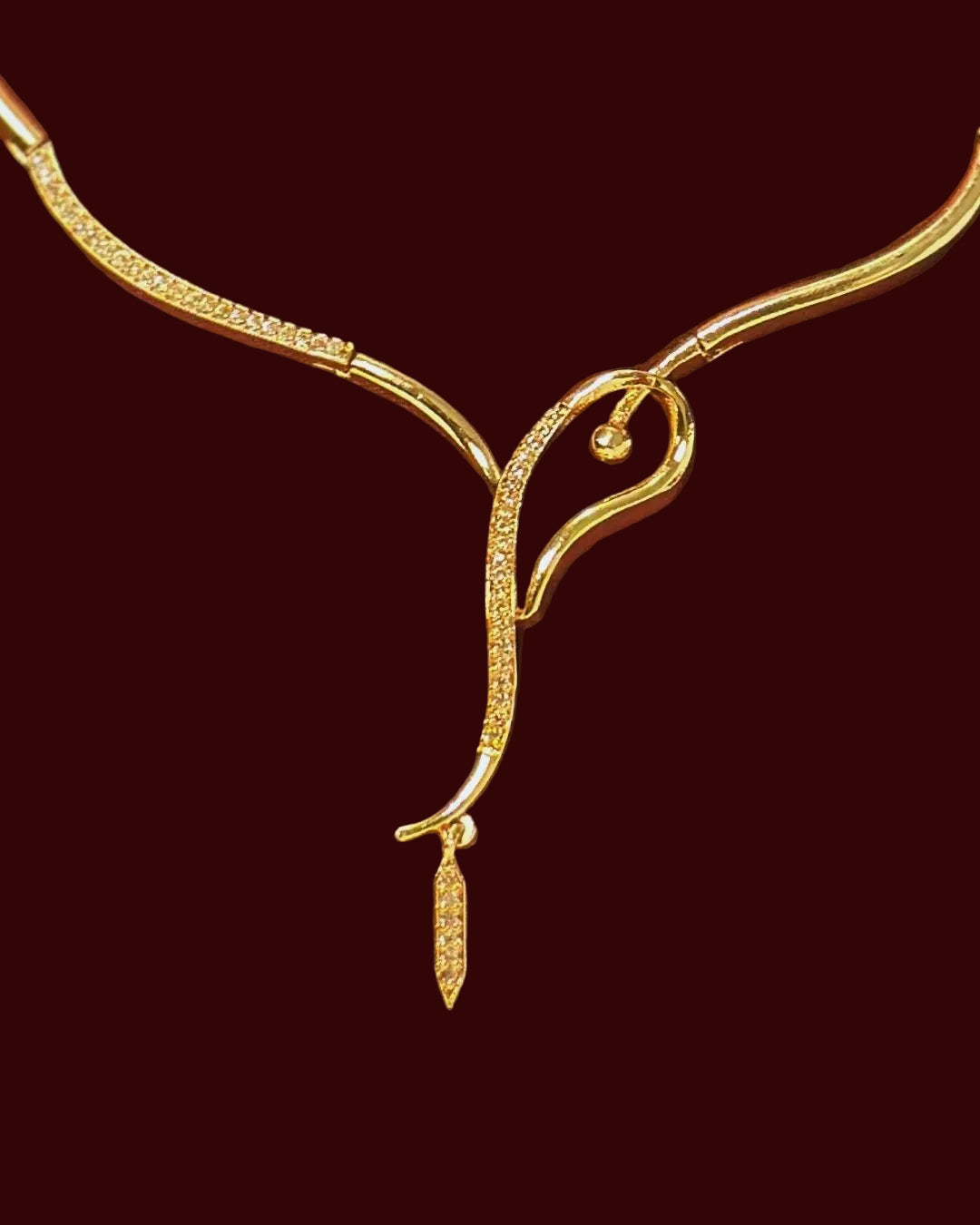 Gold Tone Swan Curve Necklace Set 'Annam' – With Love, Bashi