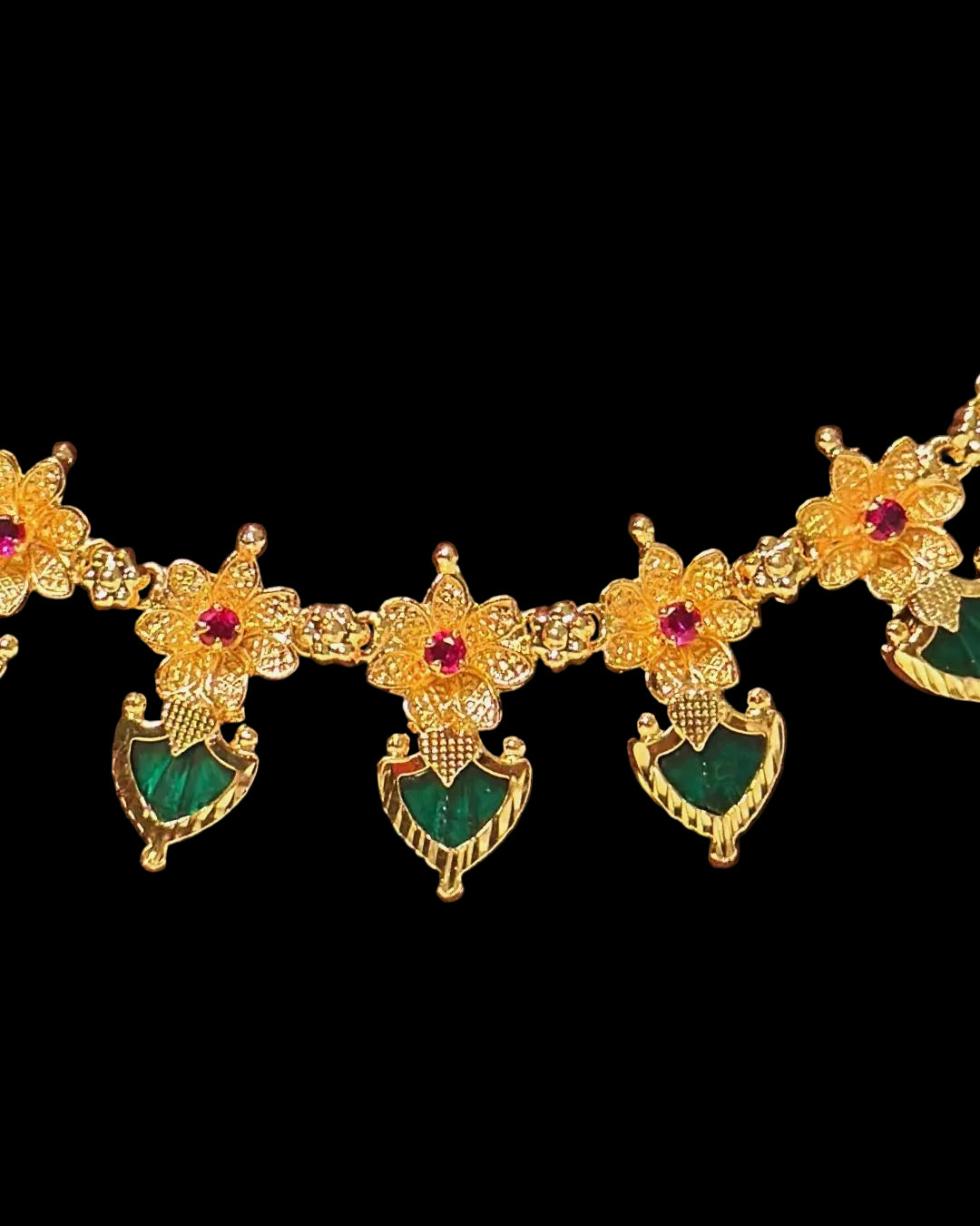 Kerala Gold Tone Emerald Heart Necklace 'Thulasi' – With Love, Bashi
