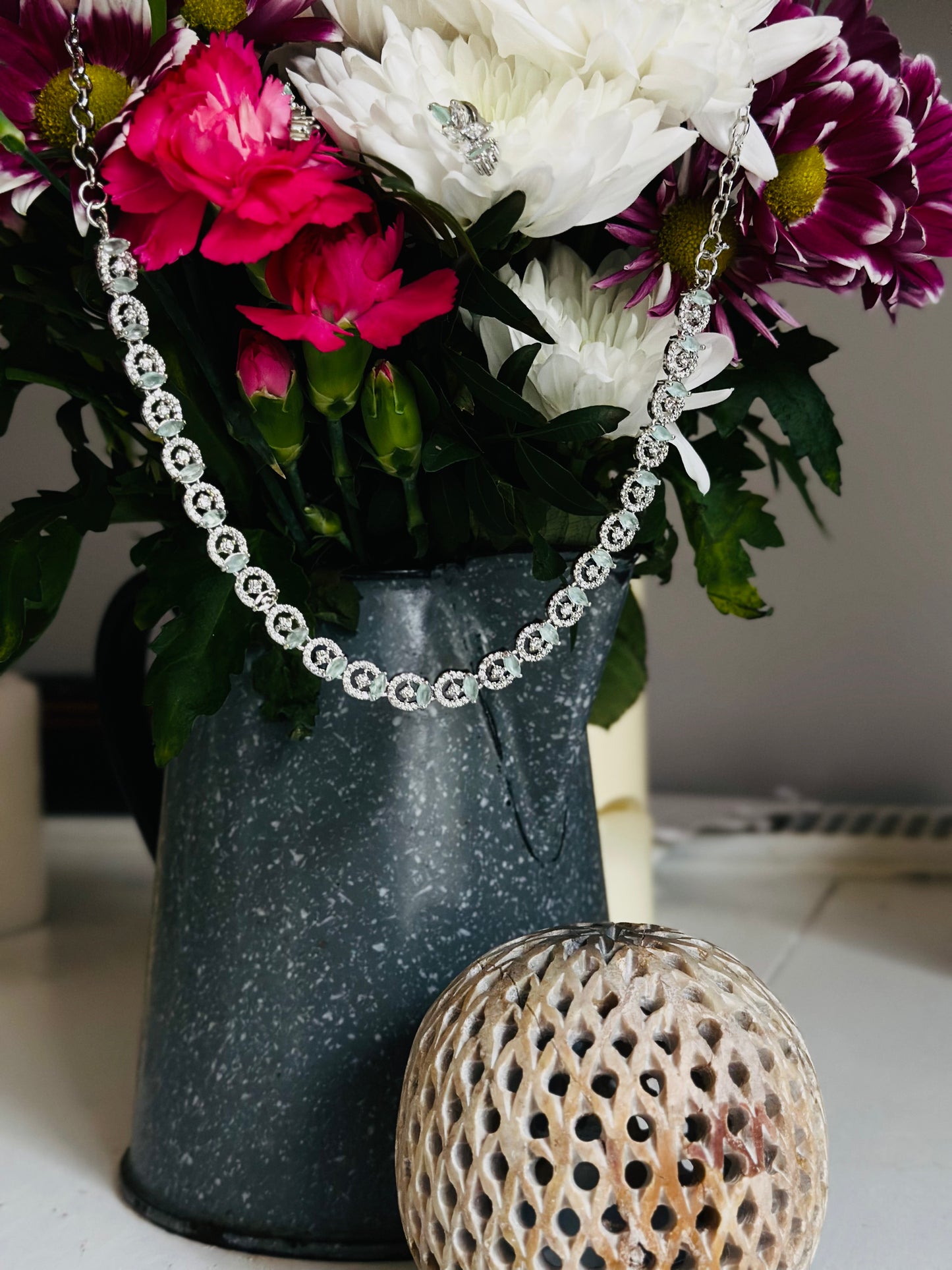 Charu: Rhodium- Plated Silver Set