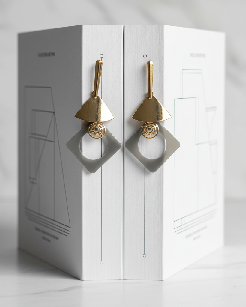 Geometric Drop Earrings in Book