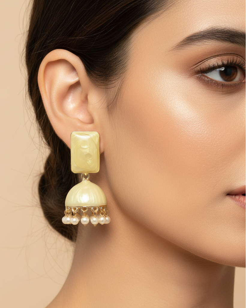 Ivory Pearl Jhumka on Model