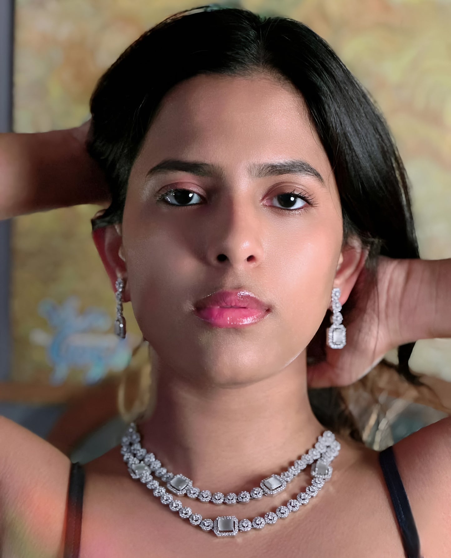 Brinda: Rhodium- Plated Silver Set