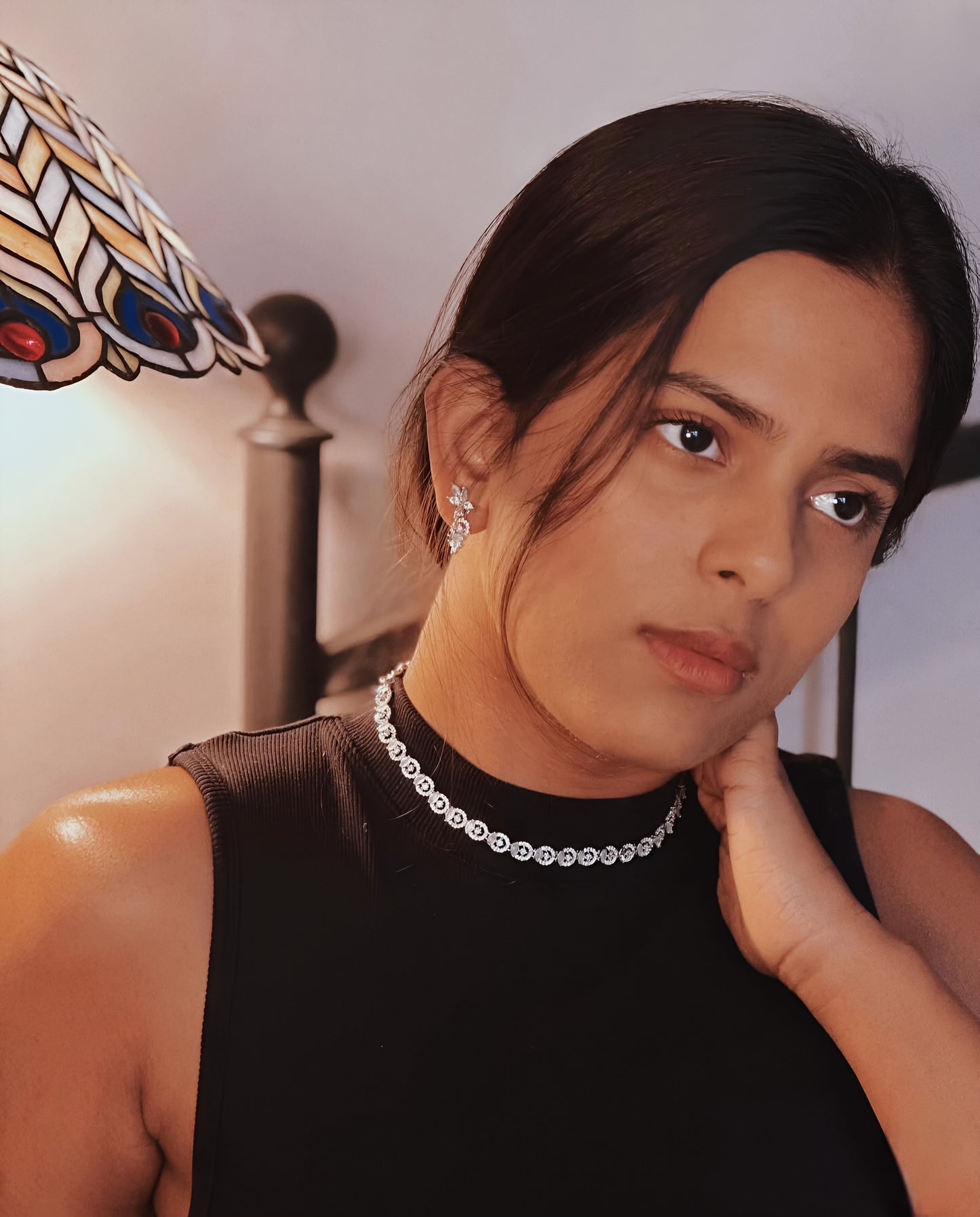 Charu: Rhodium- Plated Silver Set