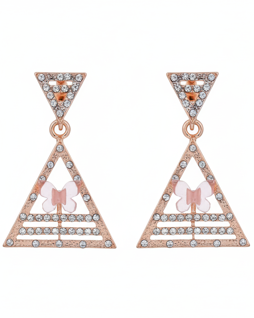Rose Gold Triangle Butterfly Earrings Transparent