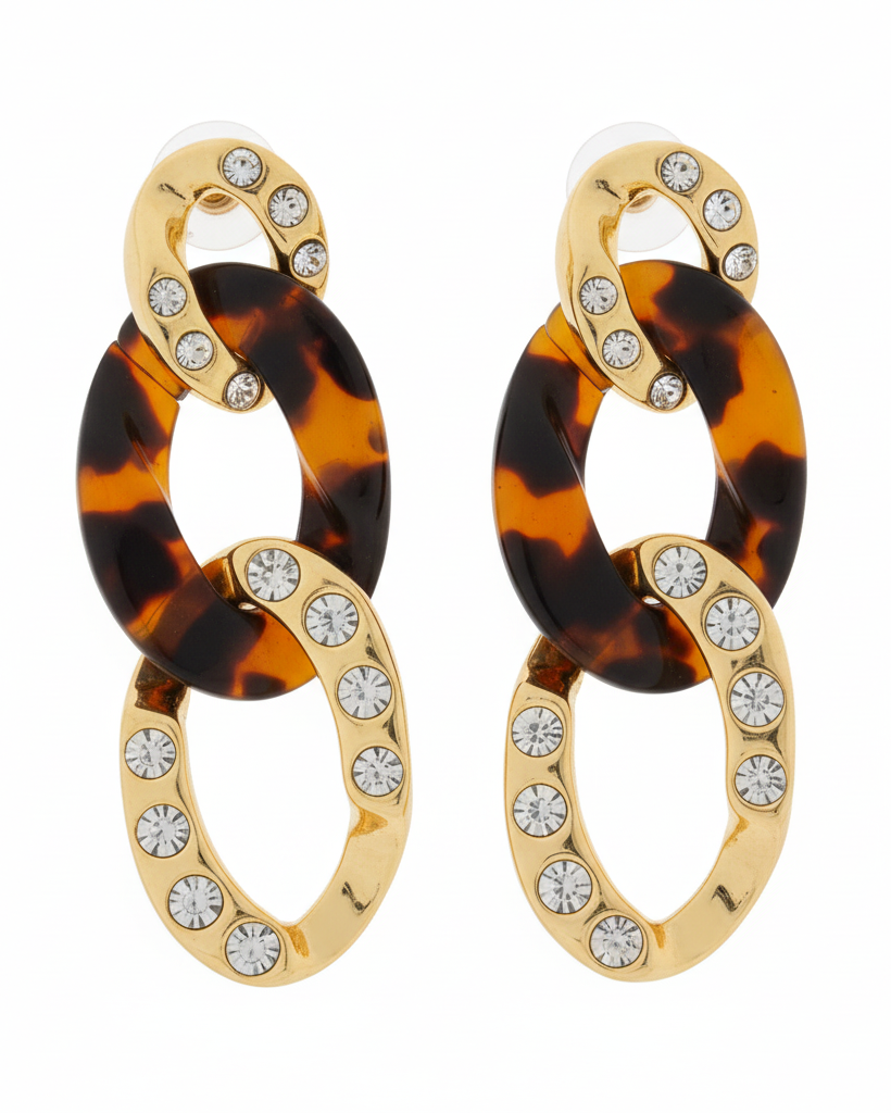 Tortoiseshell Crystal Earrings Transparent